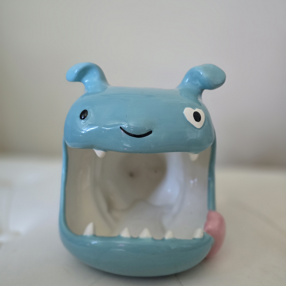 Cute Blue Ceramic Monster Planter
